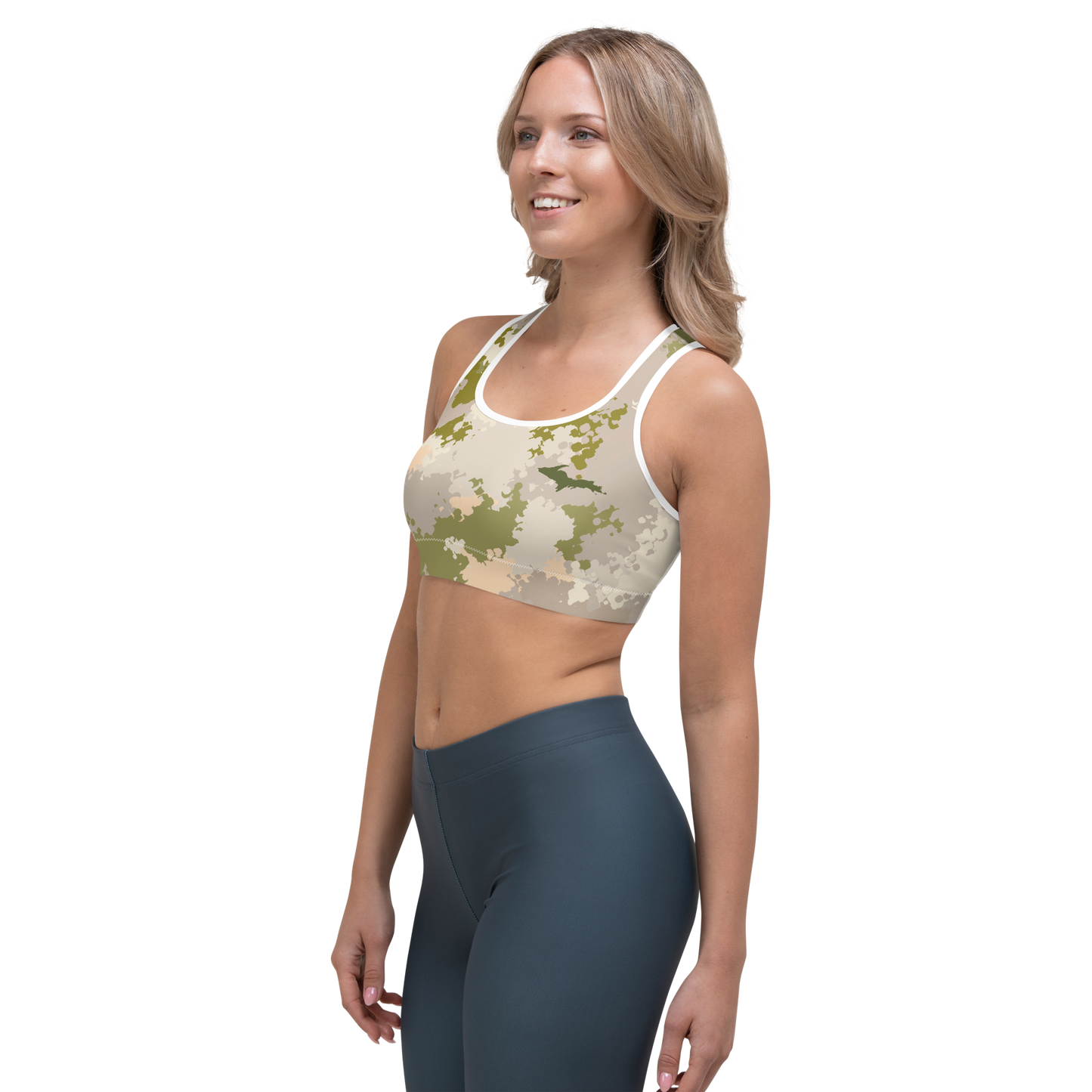 Michigan Upper Peninsula Sports Bra (w/ UP Outline) | Rosy Mound Camo