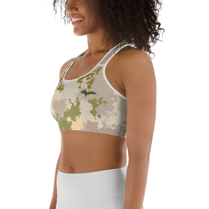 Michigan Upper Peninsula Sports Bra (w/ UP Outline) | Rosy Mound Camo