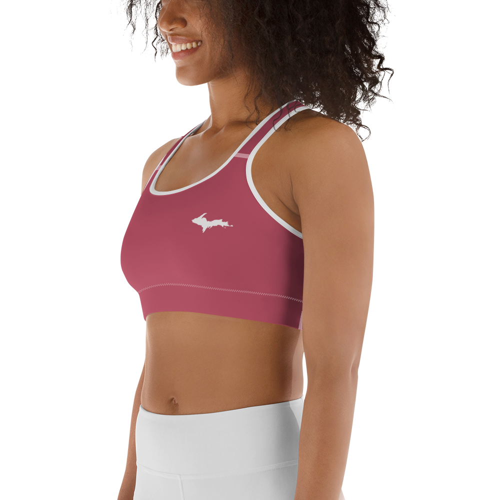 Michigan Upper Peninsula Sports Bra (w/ UP Outline) | Popstar Pink