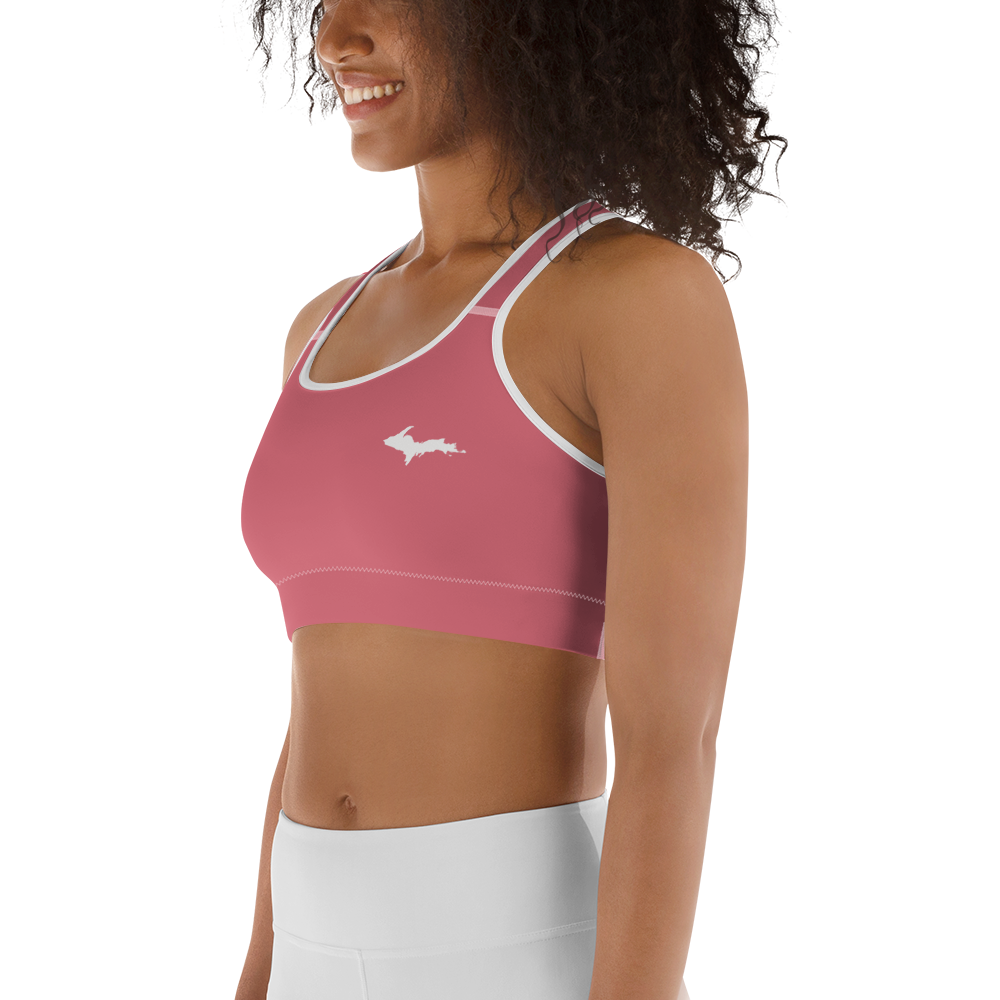 Michigan Upper Peninsula Sports Bra (w/ UP Outline) | Watermelon Pink