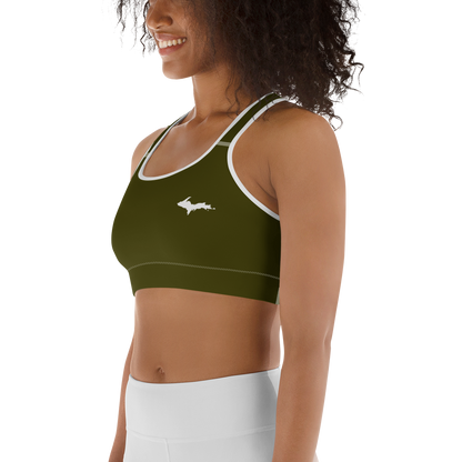 Michigan Upper Peninsula Sports Bra (w/ UP Outline) | Military Green