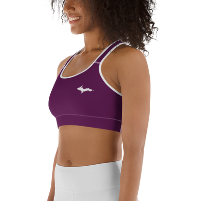 Michigan Upper Peninsula Sports Bra (w/ UP Outline) | Tyrian Purple