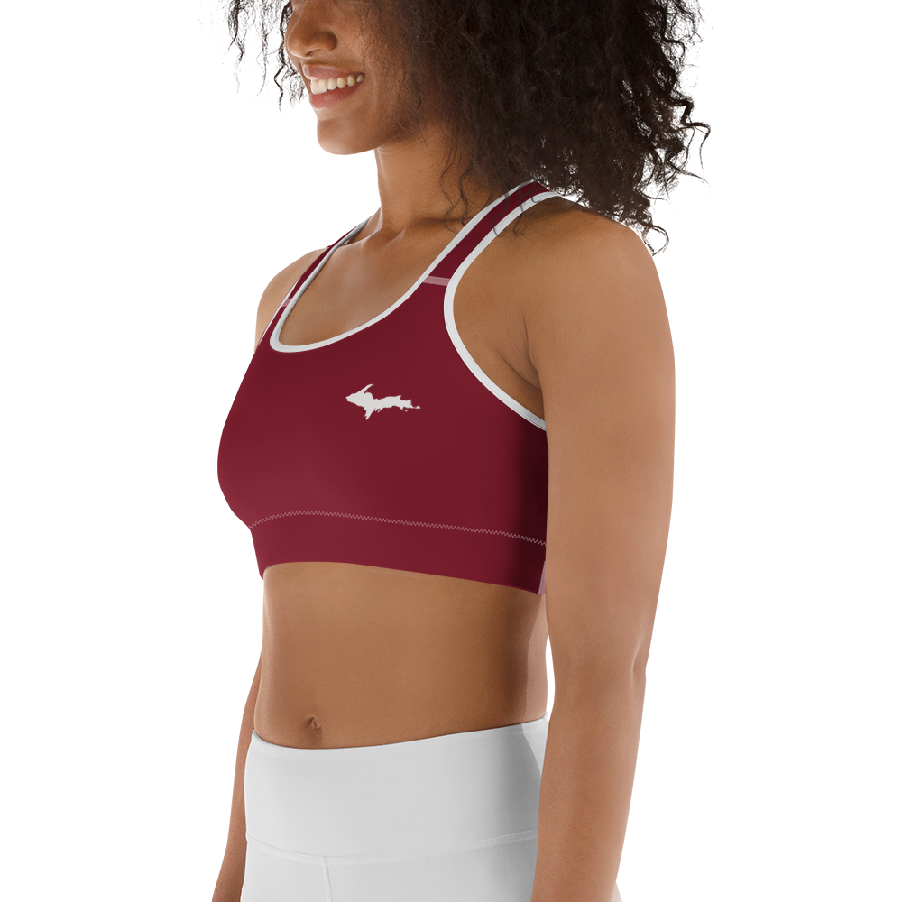 Michigan Upper Peninsula Sports Bra (w/ UP Outline) | Burgandy