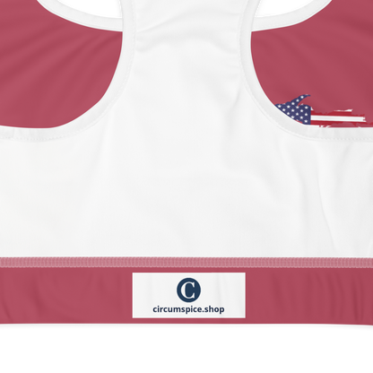 Michigan Upper Peninsula Sports Bra (w/ UP USA Flag) | Popstar Pink