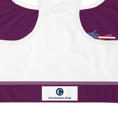 Michigan Upper Peninsula Sports Bra (w/ UP USA Flag ) | Tyrian Purple