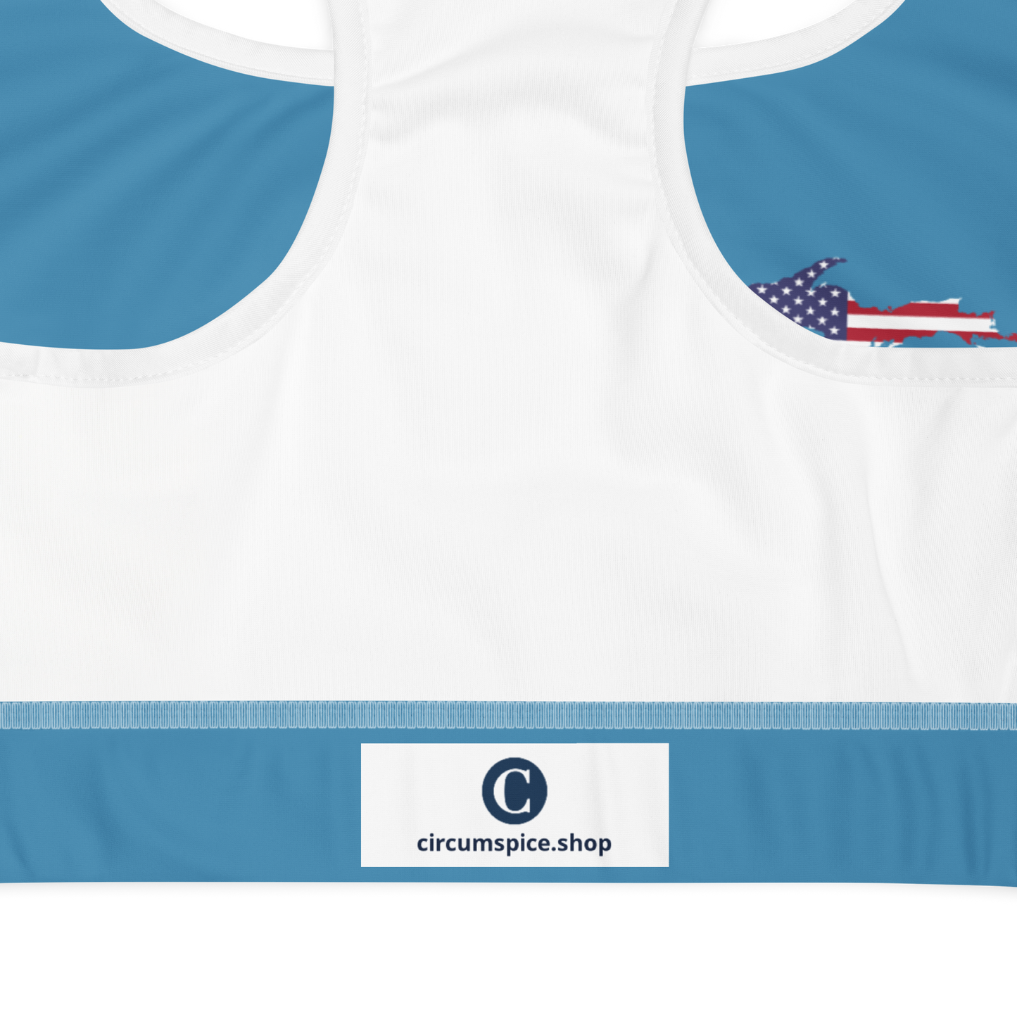 Michigan Upper Peninsula Sports Bra (w/ UP USA Flag) | Lake Michigan Blue