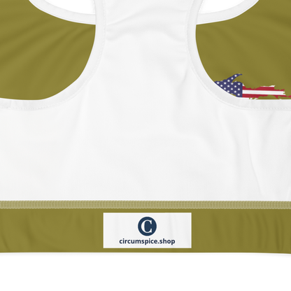 Michigan Upper Peninsula Sports Bra (w/ UP USA Flag) | Scrub Gold