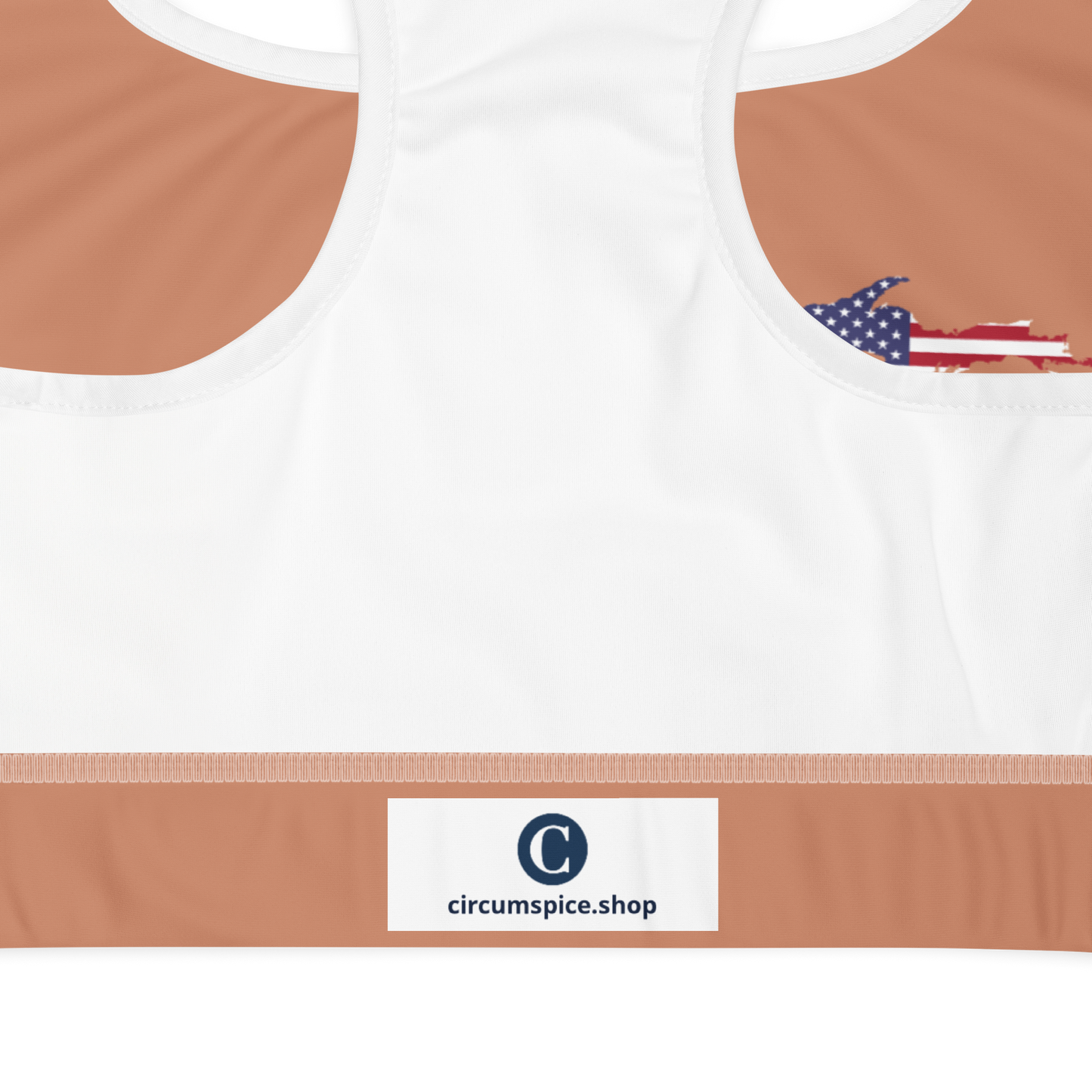 Michigan Upper Peninsula Sports Bra (w/ UP USA Flag) | Copper Color