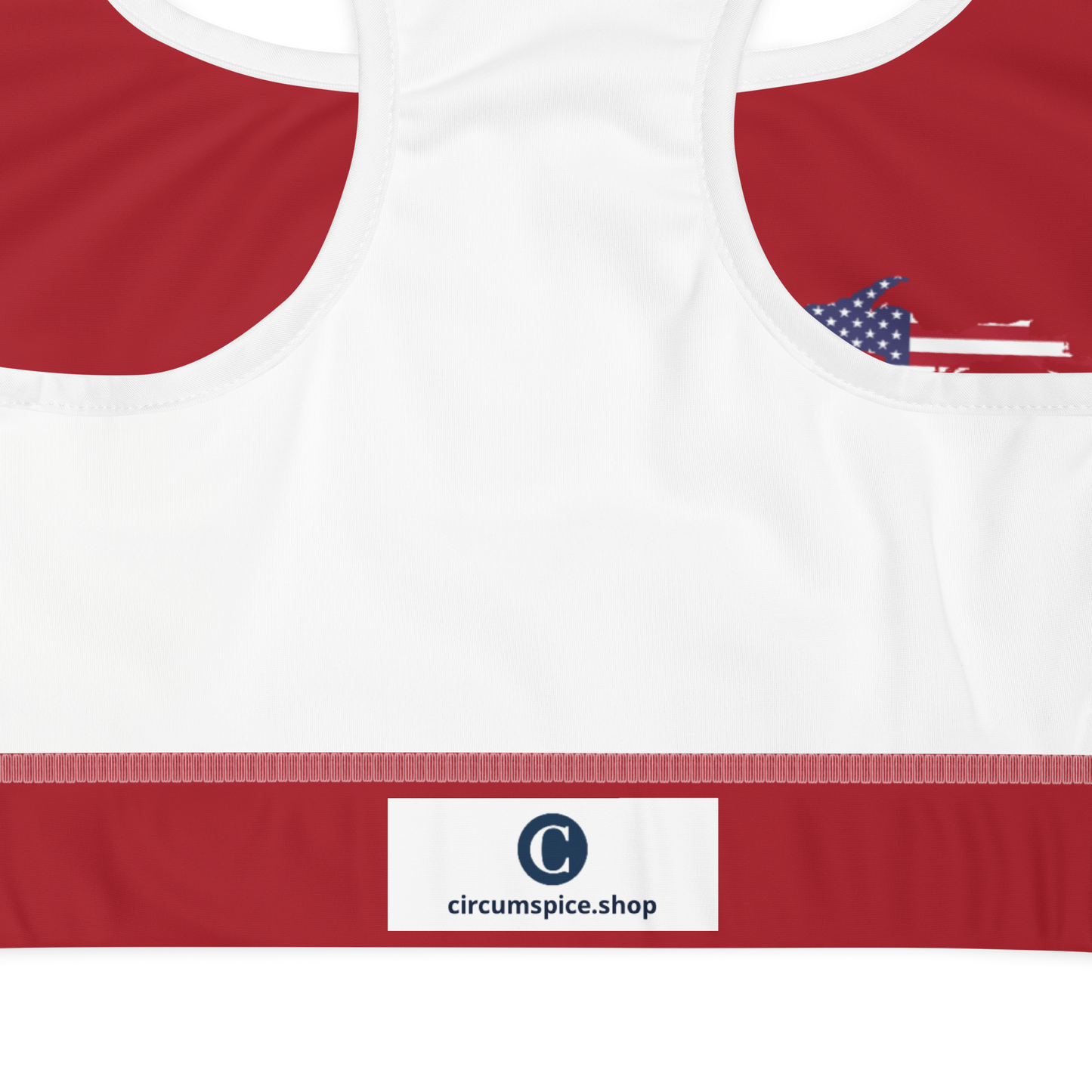 Michigan Upper Peninsula Sports Bra (w/ UP USA Flag) | Thimbleberry Red