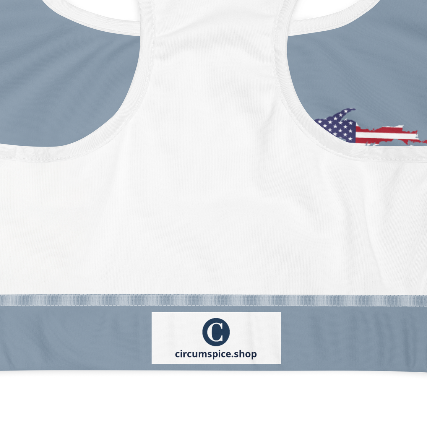 Michigan Upper Peninsula Sports Bra (w/ UP USA Flag) | B-24 Grey