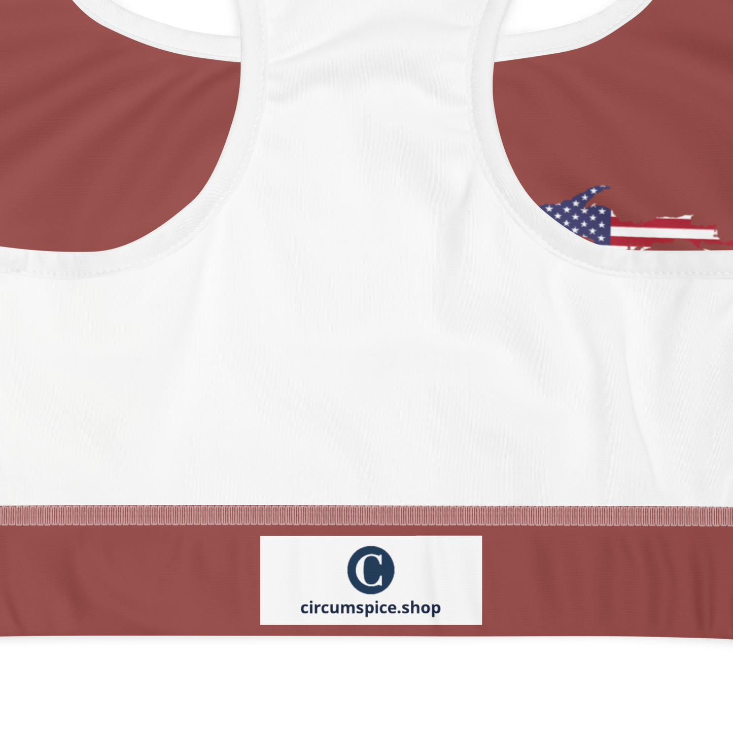 Michigan Upper Peninsula Sports Bra (w/ UP USA Flag) | Ore Dock Red