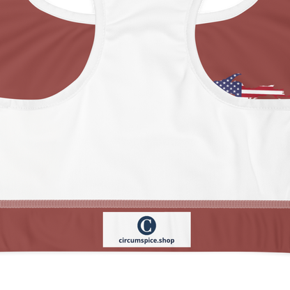 Michigan Upper Peninsula Sports Bra (w/ UP USA Flag) | Ore Dock Red