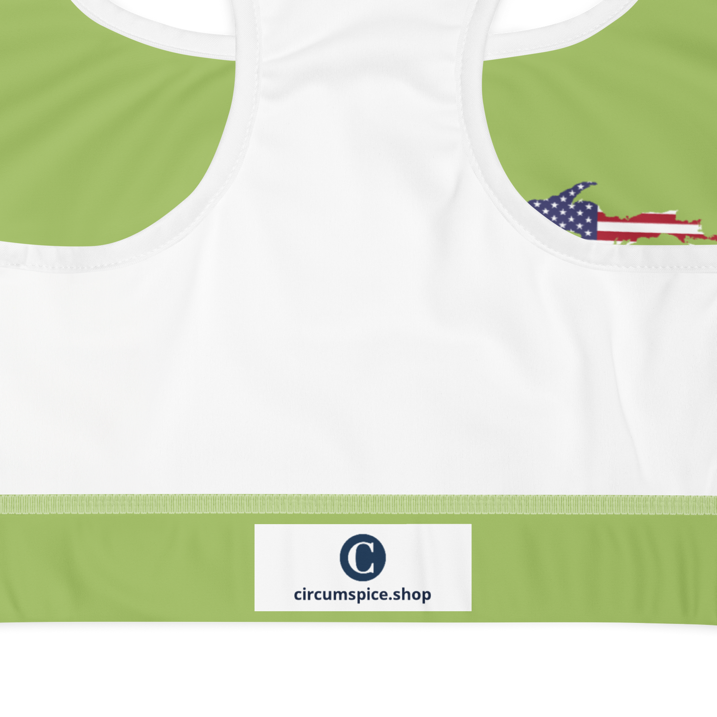 Michigan Upper Peninsula Sports Bra (w/ UP USA Flag) | Gooseberry Green