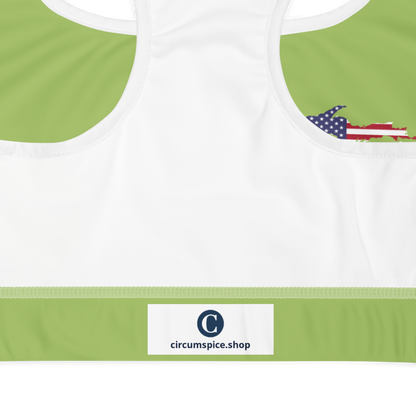 Michigan Upper Peninsula Sports Bra (w/ UP USA Flag) | Gooseberry Green