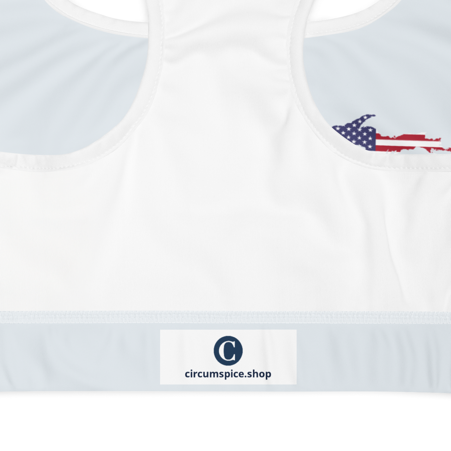 Michigan Upper Peninsula Sports Bra (w/ UP USA Flag) | Gossy White