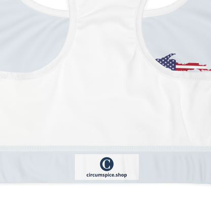 Michigan Upper Peninsula Sports Bra (w/ UP USA Flag) | Gossy White