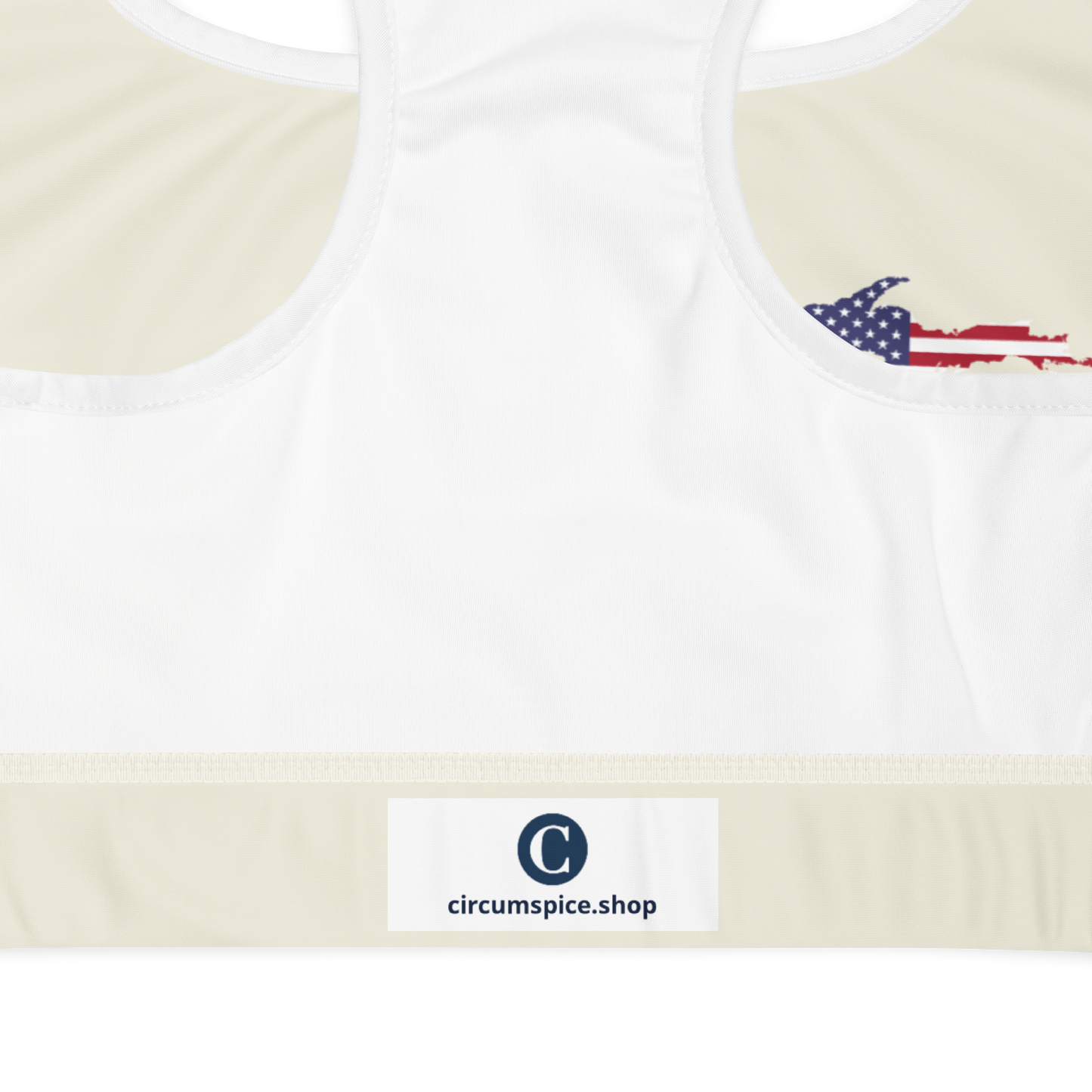 Michigan Upper Peninsula Sports Bra (w/ UP USA Flag) | Ivory White