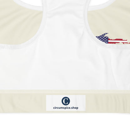 Michigan Upper Peninsula Sports Bra (w/ UP USA Flag) | Ivory White