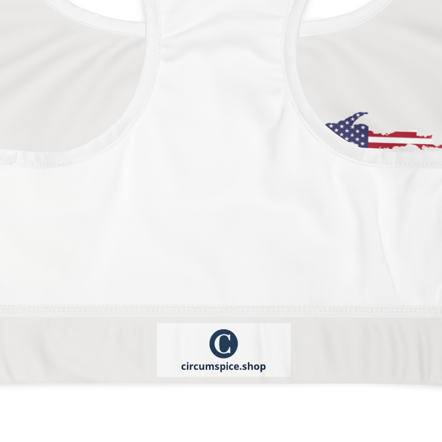 Michigan Upper Peninsula Sports Bra (w/ UP USA Flag) | Birch Bark White