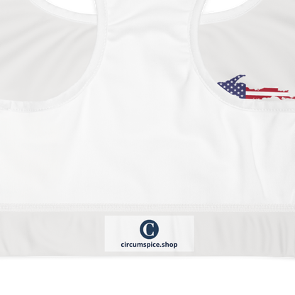 Michigan Upper Peninsula Sports Bra (w/ UP USA Flag) | Birch Bark White