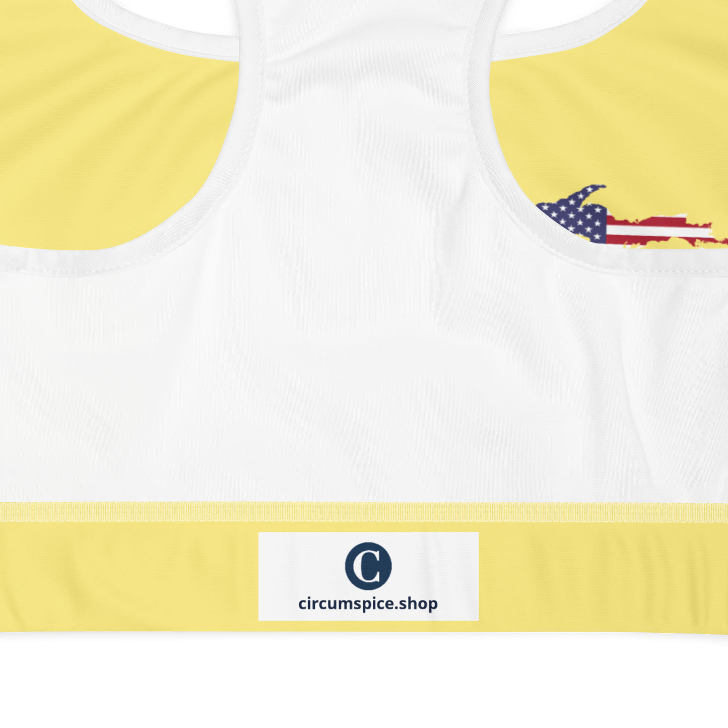 Michigan Upper Peninsula Sports Bra (w/ UP USA Flag) | Cherry Yellow