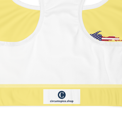 Michigan Upper Peninsula Sports Bra (w/ UP USA Flag) | Cherry Yellow