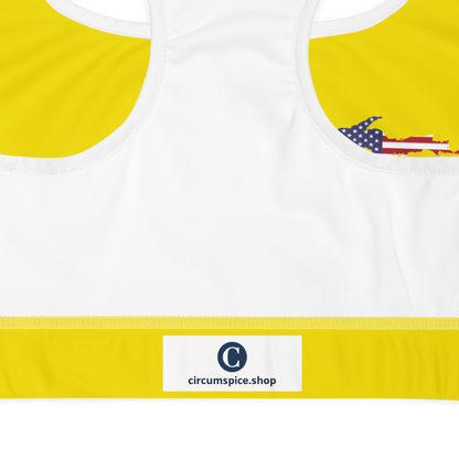 Michigan Upper Peninsula Sports Bra (w/ UP USA Flag) | Gadsden Yellow