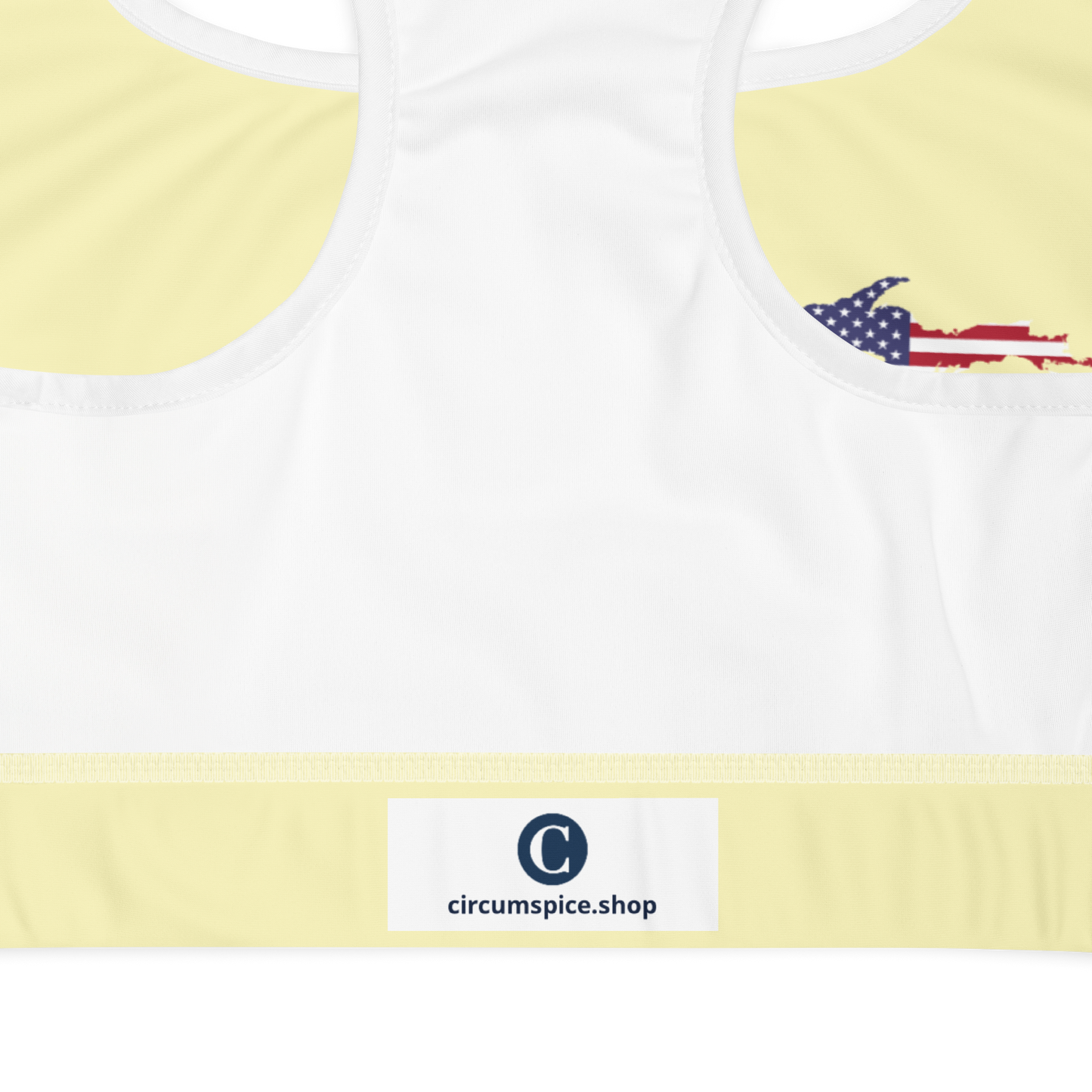 Michigan Upper Peninsula Sports Bra (w/ UP USA Flag) | Canary Yellow