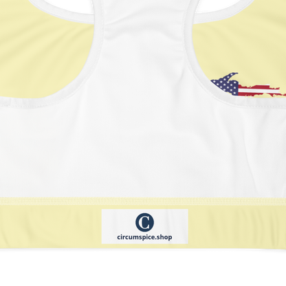 Michigan Upper Peninsula Sports Bra (w/ UP USA Flag) | Canary Yellow