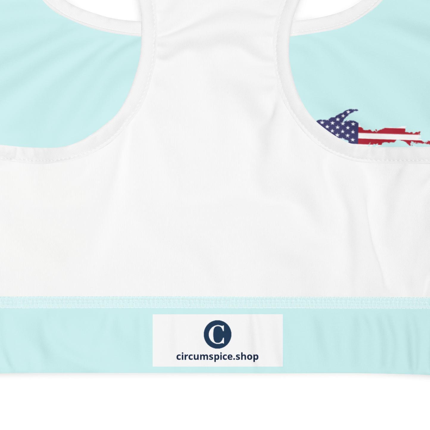 Michigan Upper Peninsula Sports Bra (w/ UP USA Flag) | Cyan