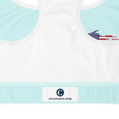 Michigan Upper Peninsula Sports Bra (w/ UP USA Flag) | Cyan