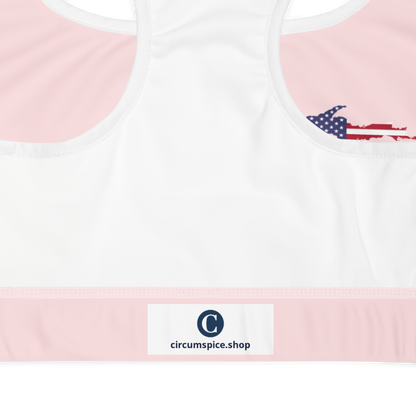 Michigan Upper Peninsula Sports Bra (w/ UP USA Flag) | Pale Pink