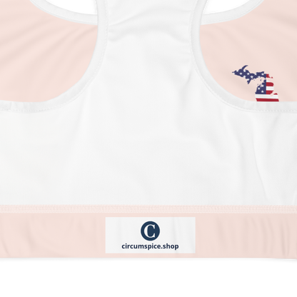 Michigan Sports Bra (w/ MI USA Flag ) | Champagne Pink