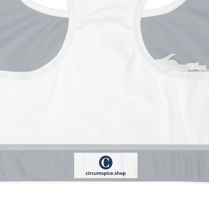 Michigan Upper Peninsula Sports Bra (w/ UP Outline ) | Silver