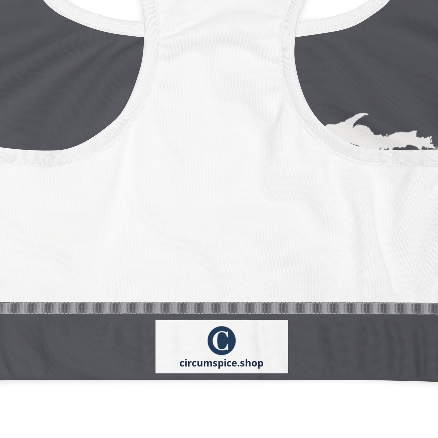 Michigan Upper Peninsula Sports Bra (w/ UP Outline ) | Iron Ore Grey