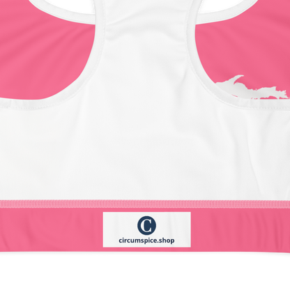 Michigan Upper Peninsula Sports Bra (w/ UP Outline ) | Rhodochrosite Pink