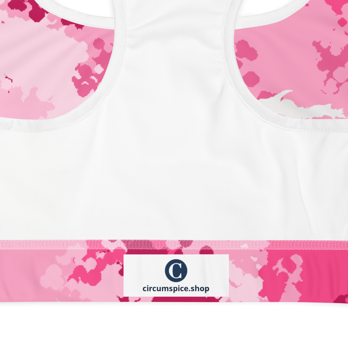 Michigan Upper Peninsula Sports Bra (w/ UP Outline) | Pink Camo