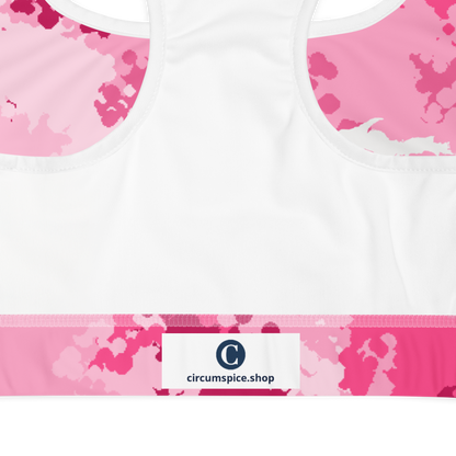 Michigan Upper Peninsula Sports Bra (w/ UP Outline) | Pink Camo