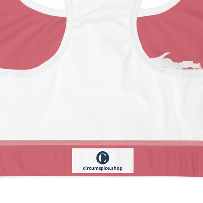 Michigan Upper Peninsula Sports Bra (w/ UP Outline) | Watermelon Pink