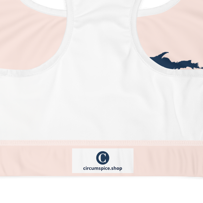 Michigan Upper Peninsula Sports Bra (w/ UP Outline) | Champagne Pink