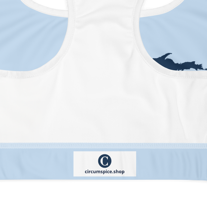 Michigan Upper Peninsula Sports Bra (w/ UP Outline) | Light Blue