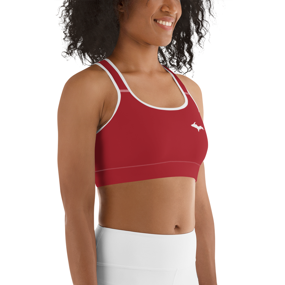 Michigan Upper Peninsula Sports Bra (w/ UP Outline) | Thimbleberry Red