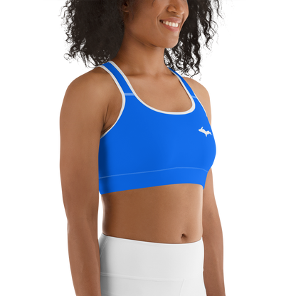 Michigan Upper Peninsula Sports Bra (w/ UP Outline) | Motor Town Blue