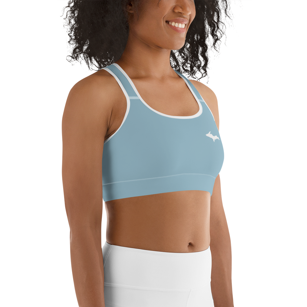 Michigan Upper Peninsula Sports Bra (w/ UP Outline) | Opal Blue