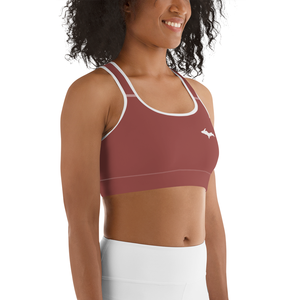 Michigan Upper Peninsula Sports Bra (w/ UP Outline) | Ore Dock Red