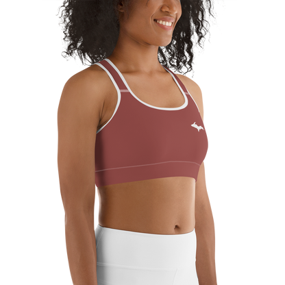 Michigan Upper Peninsula Sports Bra (w/ UP Outline) | Ore Dock Red