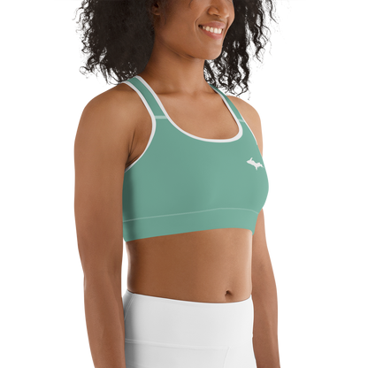 Michigan Upper Peninsula Sports Bra (w/ UP Outline) | Metallic Mint Green