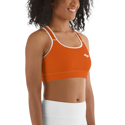 Michigan Upper Peninsula Sports Bra (w/ UP Outline) | Maple Leaf Orange