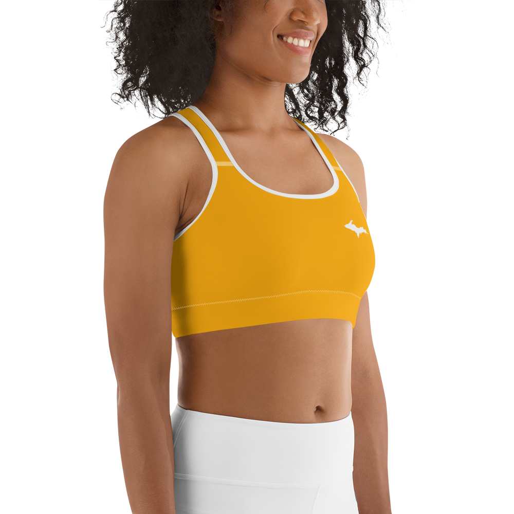 Michigan Upper Peninsula Sports Bra (w/ UP Outline ) | Birch Leaf Orange