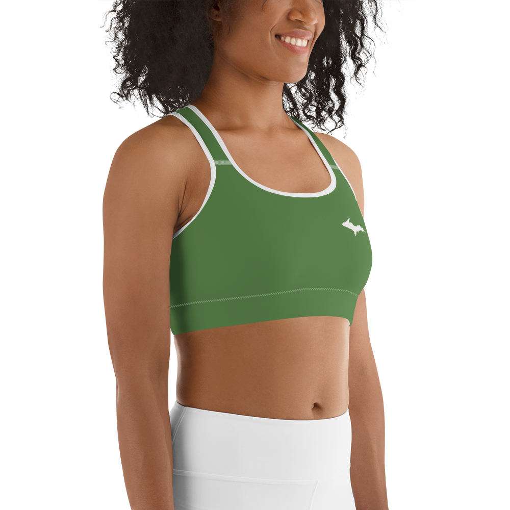 Michigan Upper Peninsula Sports Bra (w/ UP Outline ) | Pine Green